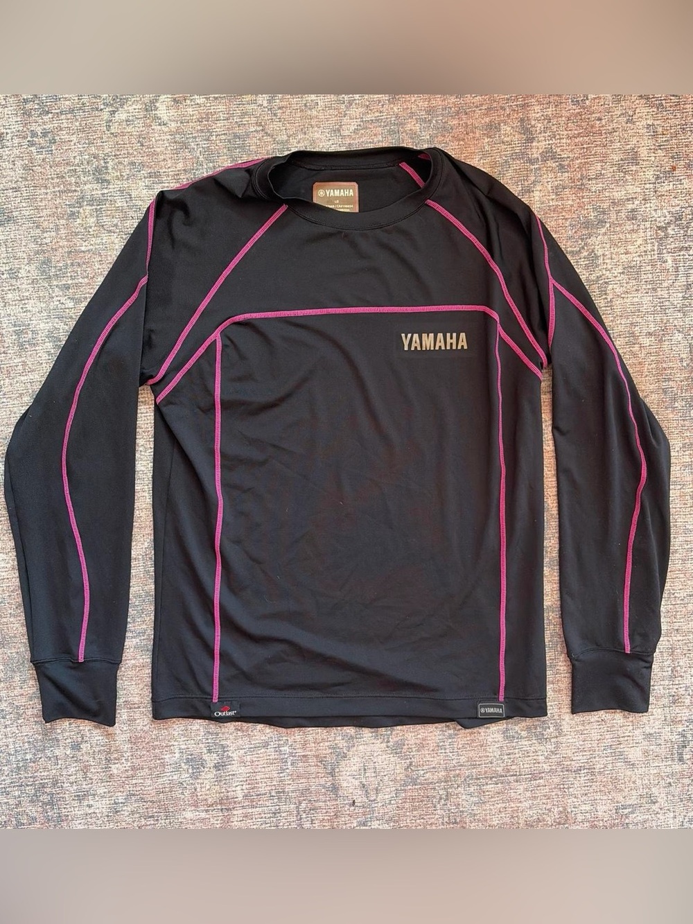 Yamaha women’s base layer shirt with outlast - black with pink stitching